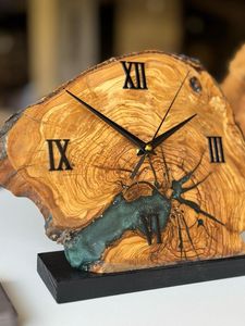 นาฬิกาไม้ติดผนังอีพ็อกซี่ทำจากเรซินอีพ็อกซี่ทำด้วยมือไม้ - Product Image 4