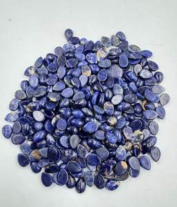 Cabujón azul con forma de pera lisa de sodalita Natural de alta calidad 10x14mm-15x20mm piedras preciosas sueltas para la fabricación de joyas gemas al por mayor - Product Image 1