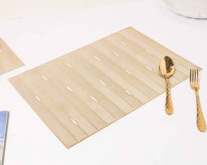Stylish and Unique Rectangular <b>Gold</b> & Grey Metallic <b>Placemat</b> for Events Table Top Decoration For Home Hotel Restaurant Use - Product Image 3