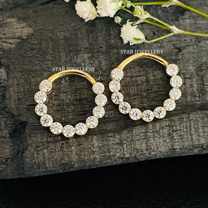 14K Solid <b>Gold</b> Invisible Set Natural Diamond Septum Piercing for her Fine Jewelry. - Product Image 4