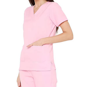 Tenues médicales d'hôpital respirantes de couleur rose, uniformes sur mesure, légers pour l'été, ensembles de blouses médicales - Product Image 3
