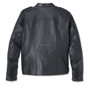 Real <b>Sheepskin</b> Leather Biker <b>Jacket</b> for Men Quilted Black Lining Waterproof Breathable Windproof Feature Pockets Black Color All - Product Image 2