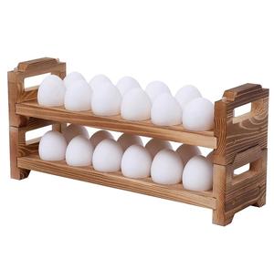 Porte-œufs en bois d'acacia Double support de qualité supérieure moderne porte-œufs élégant pour la maison Bacrkery Kitchen Usage - Product Image 1