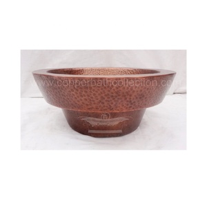 Hecho a mano Material de piedra india de un solo agujero antiguo martillado cobre doble pared diseño tradicional Venta caliente lavabo de baño - Product Image 1