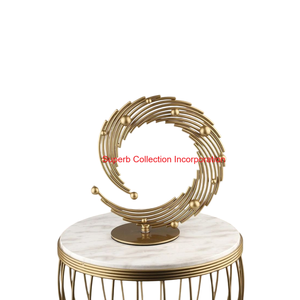 Escultura en espiral de Metal dorado con acentos de esfera, decoración contemporánea de lujo para el hogar, mesa, arte dorado para sala de estar - Product Image 1