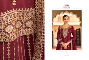 Designer Premium Chinon Soie Avec Miroir Et Broderie Travail Salwar Costume Fabricant Et Fournisseur De Surat Au Taux Le Plus Bas - Product Image 3