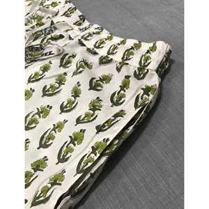 กางเกงขาสั้นเอวกลางผ้าฝ้าย 100% พิมพ์ลายบล็อก แต่งระบาย ระบายอากาศได้ดี ทรงกางเกงขายาว มีดีเทลเล็กๆ - Product Image 1