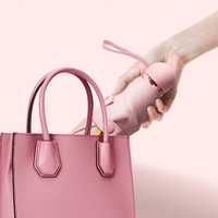 Parapluie manuel à cinq volets noir minimaliste Mini poche Design pliant compact avec pochette Idéal pour une utilisation en déplacement