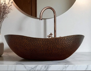 Lavabo en cuivre martelé, taille personnalisée, forme ronde, lavabo pour salle de bain, pour une utilisation en cuisine et en salle de bain - Product Image 4