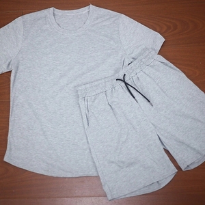 Ensemble short et t-shirt de sport respirant pour homme, 100% coton, été, décontracté, grande taille, short à jambes larges, taille haute - Product Image 3