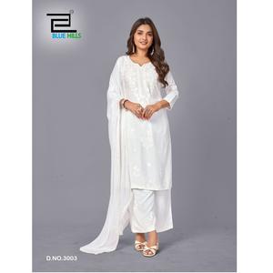 Top venta Kurti Pant Dupatta Set para Festival ocasión 14 Kg Rayon Kurti Pant con Nazneen Dupatta DE LA India - Product Image 1