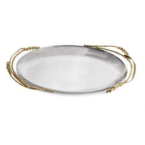 Plateau de service élégant et durable en métal plaqué argent et or pour servir des boissons, des collations ou pour une décoration intérieure élégante - Product Image 5