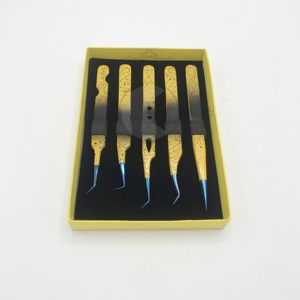 Pinzas de extensión de pestañas de acero inoxidable, punta de Plasma azul, revestimiento en polvo, embalaje personalizado, novedad - Product Image 4