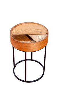 Table basse ronde moderne en MDF avec cadre en métal placage de frêne caractéristique mobile pour meubles de salon à la maison - Product Image 4