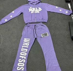 ชุดวอร์ม2ชิ้นผ้าคอตตอนออร์แกนิก100% ชุดวอร์มพิมพ์ลาย3D ระบายอากาศได้แบบมีสไตล์ - Product Image 4