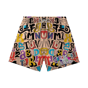 Luxury 280 GSM Heavyweight Mesh <b>Shorts</b> Pink Graphic Pattern Breathable Fabric Custom <b>Patch</b> Embroidery Logo <b>men's</b> <b>shorts</b> - Product Image 2