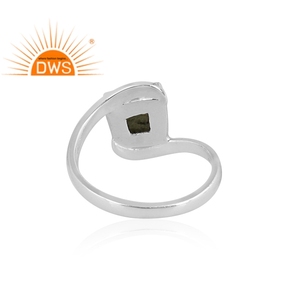 Handmade Design 925 Fine Sterling Silver Natural Raw <b>Moldavite</b> Gemstone Bypass <b>Ring</b> Jewelry Manufacturer - Product Image 4