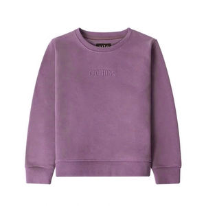 Dear-Lover mujer 290 Gsm Sudadera de cuello redondo de gran tamaño LOGO personalizado pulóver tejido acanalado insignia frontal decoración para invierno - Product Image 1