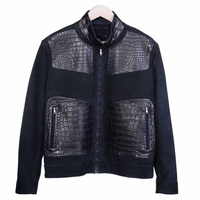 Veste en cuir suédé pour homme au design tendance avec col montant et logo frontal, imperméable et coupe-vent, style vintage personnalisable