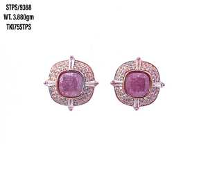 Pendientes de plata 100% auténtica para mujer, aretes de plata 925 auténtica, con tinta incrustada, 925 - Product Image 1