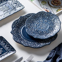 Ensemble de vaisselle en céramique de style baroque vintage, ensemble de vaisselle en céramique, assiette en porcelaine et bol, ensemble de tasses, vaisselle