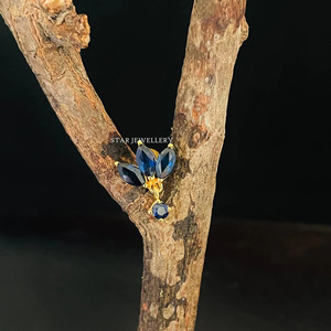 Piercing d'oreille en or massif 14 carats rubis naturel et saphir Lotus Bijoux fins. - Product Image 5