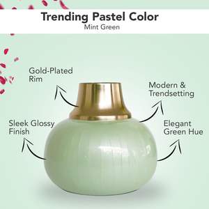 แจกันโลหะเคลือบเงาแบบโบราณพร้อมกระถางตกแต่งลายดอกไม้นูนสำหรับตกแต่งบ้านสมัยใหม่วางกลางโต๊ะ - Product Image 5