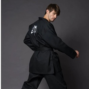 Conjunto de uniforme de Taekwondo con bordado negro, pantalones y abrigo, ropa hermosa, uniforme de entrenamiento de Karate - Product Image 4