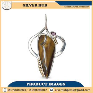 Colgante Vintage de piedras preciosas de ojo de tigre hecho a mano 925 colgante de diseñador de plata esterlina sólida al precio más bajo para mujeres y hombres - Product Image 4