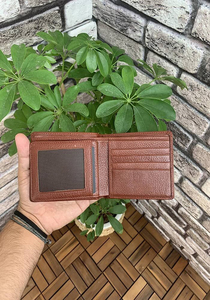 กระเป๋าสตางค์สั้นพับสามทบหนังแท้ลายม้าบ้าๆทำมือของขวัญวินเทจสำหรับผู้ชาย LTW-0140 - Product Image 2