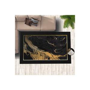 Tapis imprimé numérique à effet de marbre noir taille personnalisable Pile découpée Chenille PVC plastique pour enfants porte de prière de voyage musulman - Product Image 3