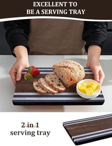 Planche à fromage en bois au design éblouissant avec design à quatre lignes en marbre Planche de service de qualité luxueuse Exigeante disponible à la vente - Product Image 4