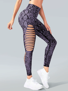 Leggings Deportivos de Cintura Alta con Estampado de Panal Morado, Ajustados y Elásticos para Mujer - Product Image 5