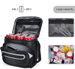 Sac isotherme souple noir avec fermeture éclair, bandoulière, multifonctionnel, sac fourre-tout décontracté - Product Image 2