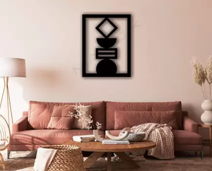 Ak boîte moderne en laiton Design rectangulaire peinture en poudre noire métal Art mural - Product Image 2