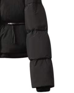 Blouson matelassé noir personnalisé pour femmes, veste courte matelassée d'hiver, col montant, rembourrage en polyester chaud, vêtements d'extérieur tendance, OEM personnalisé - Product Image 6