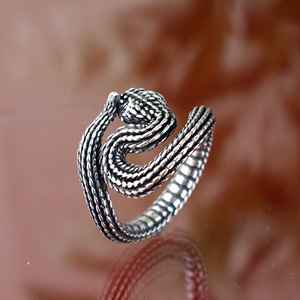 DUYIZHAO Bijoux tendance en acier inoxydable Bagues en forme de serpent Offre Spéciale Bague réglable ouverte - Product Image 4