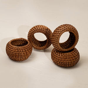 Anneaux de serviette de luxe pour la mise en scène de table, fournitures de restaurant, anneau en rotin circulaire pour maintenir les serviettes - Product Image 4