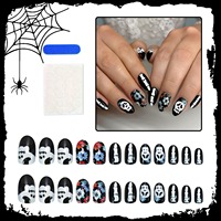 HYC-DY-552 Faux Ongles à Presser Halloween Crâne et Griffe Réutilisables Couverture Complète Design Gothique Luxe 24 Pièces