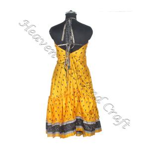 SD013 venta al por mayor bohemio elegante Vintage Sari Maxi vestido para mujer cuello en V Casual playa Hippie suelta verano fiesta desgaste para niñas - Product Image 6