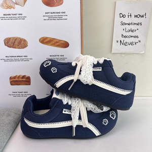 Women's Sporty Low-<b>Top</b> Rubber Sneakers 2025 Autumn <b>Lace</b>-up Embroidered Cushioning PU Lighted Upper Height Less 10cm - Product Image 6