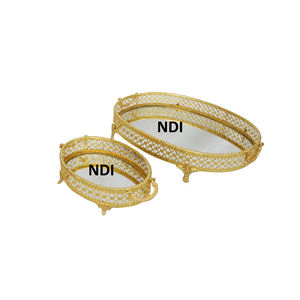 ถาดเสิร์ฟหนังแกะสลักลายด้วยมือ ชุด 2 ใบ พร้อมหูจับดีไซน์เก๋ สำหรับเสิร์ฟอาหารเช้าและกาแฟ - Product Image 5