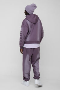 Wholesale Men's Oversize Boxy Homme Applique <b>Spray</b> Wash Zip Through Tracksuit Breathable Drop Shoulder Tracksuits OEM - Product Image 5