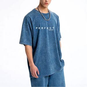 Ensemble de t-shirts et shorts délavés à l'acide de haute qualité pour hommes Ensemble de tenues 100% coton Ensembles de chemises et shorts assortis avec logo personnalisé - Product Image 2