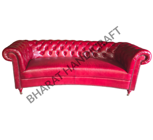 Sofá Chesterfield curvo de tres plazas, lujoso, elegante, de diseño clásico, cómodo para sentarse, para sala de estar, para hogares, de la India. - Product Image 2