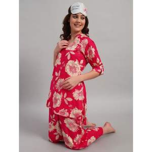 ชุดคุर्ติผ้าฝ้ายพรีเมียมลายดอกไม้พร้อมกางเกงปาลาซโซสำหรับผู้หญิง |   ฤดูร้อน |   ปกเสื้อจีน |   ปุ่ม |   การออกแบบแบบมีรอยแยก |   ผ้าที่ระบายอากาศได้ดี | - Product Image 1