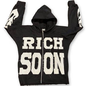 Sudadera con Capucha Personalizada, Estilo Vintage, Gruesa, Desgastada, con Apliques Bordados y Cremallera para Hombre - Product Image 6