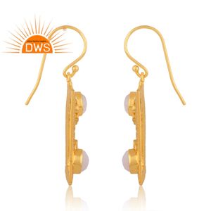 Venta caliente plata esterlina 18K chapado en oro Natural Arco Iris Luna piedra preciosa colgante pendiente Demi joyería fina fabricante - Product Image 3