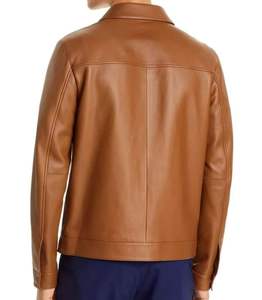 100% Genuine Leather Shirt Style <b>Slim</b> <b>Fit</b> Breathable Viscos Lining Zipper Closure Wholesale <b>Men</b> Winter Fashion Leather <b>Jacket</b> - Product Image 6