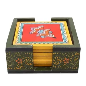 Direct Manufacturer Exporter's High Quality Customized Mango Wood <b>Tea</b> Coaster <b>Set</b> Classic Fancy Design <b>Wooden</b> Table Top Pad - Product Image 5